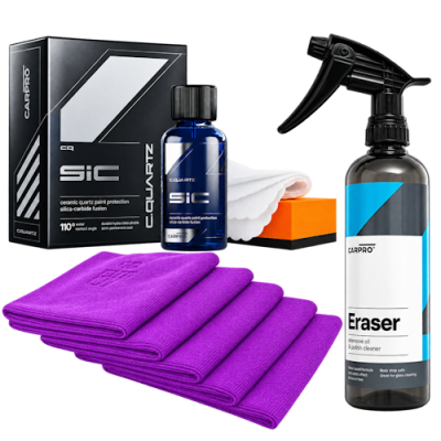 CarPro CQuartz SiC 30ml kit pack - bundle incl. doeken en Eraser