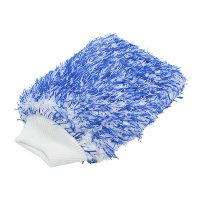 DS Microvezel washandschoen wit/blauw